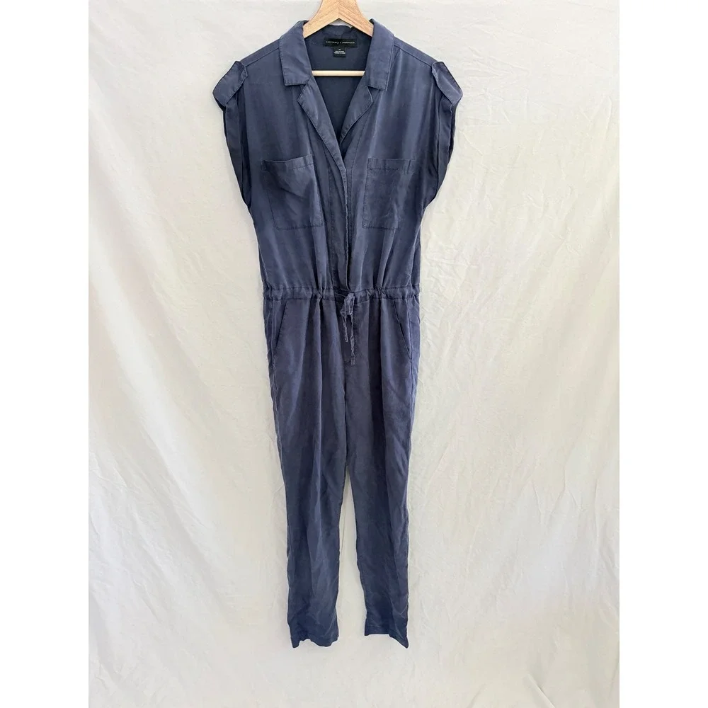 Sanctuary x Anthropologie  Surplice Jumpsuit Womens Navy Blue Utility Medium